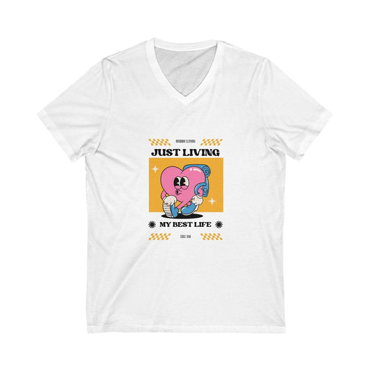 T-shirt unisexe à col en V à manches courtes en jersey